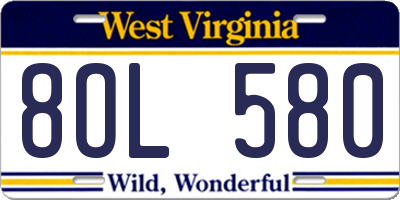 WV license plate 8OL580