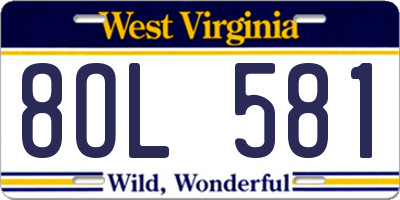 WV license plate 8OL581