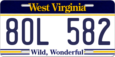 WV license plate 8OL582