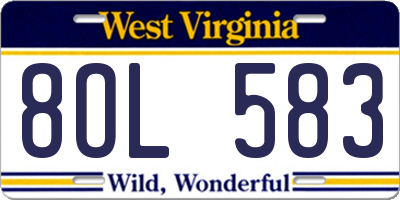WV license plate 8OL583