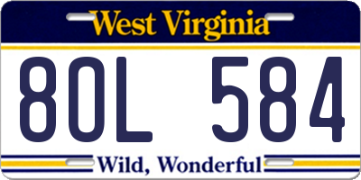 WV license plate 8OL584