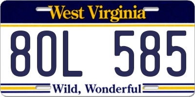 WV license plate 8OL585