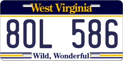 WV license plate 8OL586