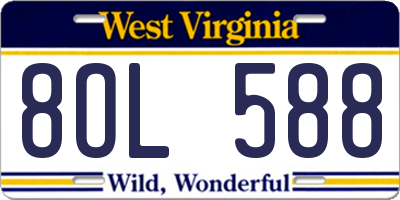 WV license plate 8OL588