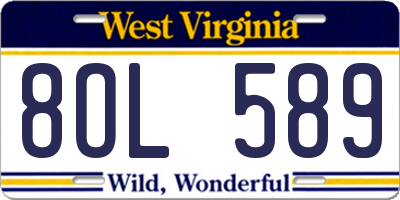 WV license plate 8OL589