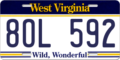 WV license plate 8OL592