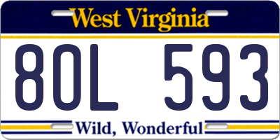 WV license plate 8OL593