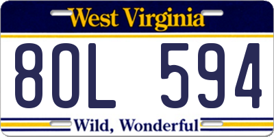 WV license plate 8OL594