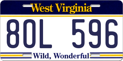 WV license plate 8OL596