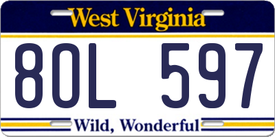 WV license plate 8OL597