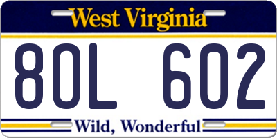 WV license plate 8OL602