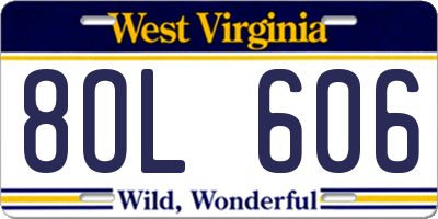 WV license plate 8OL606