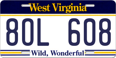 WV license plate 8OL608