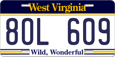 WV license plate 8OL609