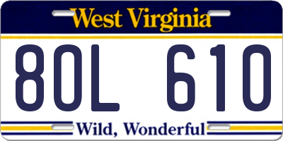 WV license plate 8OL610