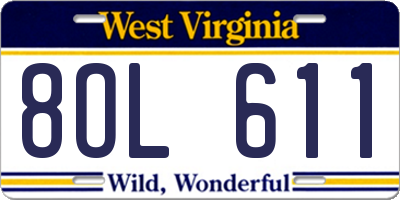 WV license plate 8OL611