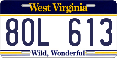 WV license plate 8OL613