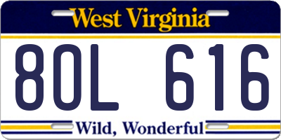 WV license plate 8OL616