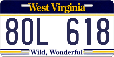 WV license plate 8OL618