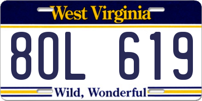 WV license plate 8OL619