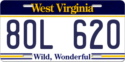 WV license plate 8OL620