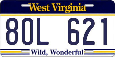 WV license plate 8OL621