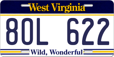 WV license plate 8OL622