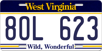 WV license plate 8OL623