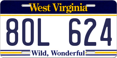 WV license plate 8OL624