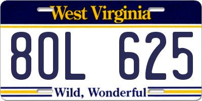 WV license plate 8OL625