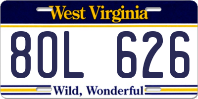 WV license plate 8OL626