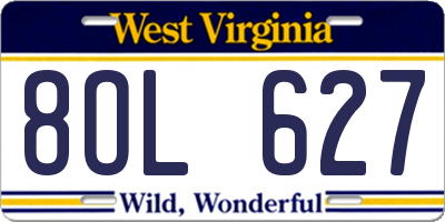 WV license plate 8OL627