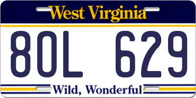WV license plate 8OL629