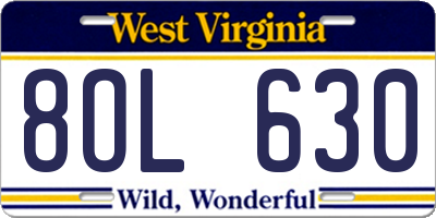 WV license plate 8OL630