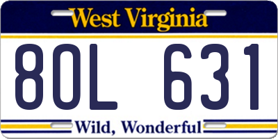 WV license plate 8OL631