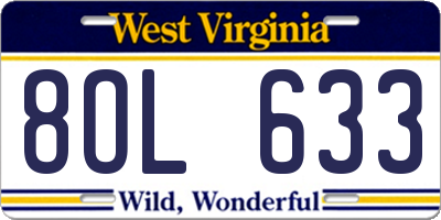 WV license plate 8OL633