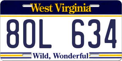 WV license plate 8OL634