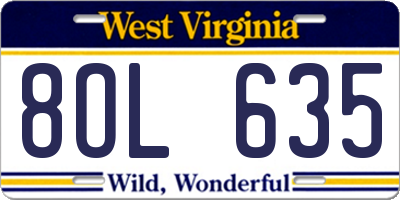 WV license plate 8OL635