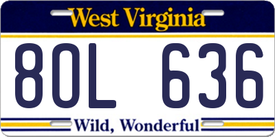 WV license plate 8OL636