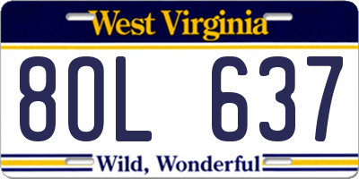 WV license plate 8OL637