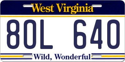 WV license plate 8OL640