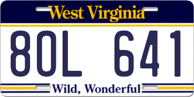WV license plate 8OL641