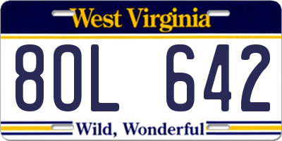 WV license plate 8OL642