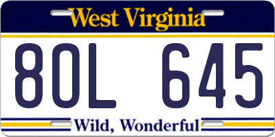 WV license plate 8OL645