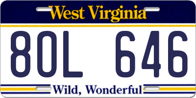 WV license plate 8OL646