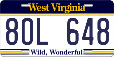 WV license plate 8OL648