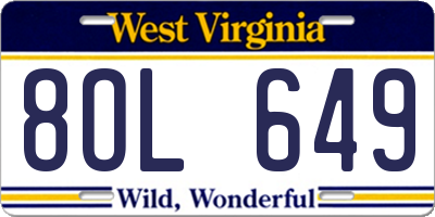 WV license plate 8OL649
