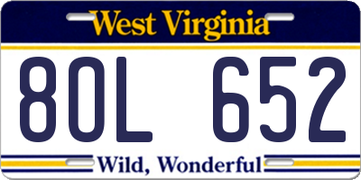 WV license plate 8OL652