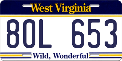 WV license plate 8OL653