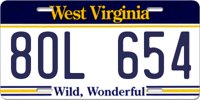 WV license plate 8OL654